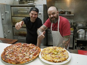 Ryan Brodziak, left, and Mark Bellows have a new restaurant called the Pink Gorilla Pizzeria at 7018 109 St.