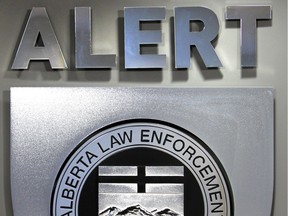 The ALERT shield, as displayed in the unit's Edmonton office in a Postmedia file photo.