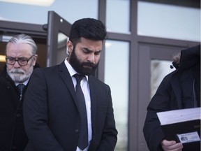 Jaskirat Singh Sidhu leaves provincial court in Melfort, Sask., Tuesday, January, 8, 2019. Sidhu, the driver of a transport truck involved in a deadly crash with the Humboldt Broncos junior hockey team's bus, has pleaded guilty to all charges against him.