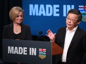 Premier Rachel Notley and Dr Columba Yeung, chairman and CEO with Value Creation Inc.