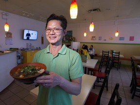 Restaurant owner Tony Young says the beef brisket noodle soup is the bestseller at Gui Lin Noodle House.