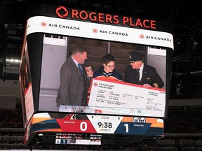 An exciting moment on the big screen at Rogers Place for local hockey player Kaylen Yeung, complete with the revelation he would soon be on his way to Las Vegas via Air Canada to see his Edmonton Oilers play a road game.