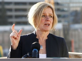 Premier Rachel Notley speaks at the construction site of the Calgary Cancer Centre on Monday, Jan. 14, 2019.