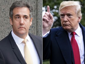 A combination image showing photos of Michael Cohen, former lawyer to Donald Trump.