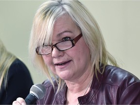 Trish Bowman, CEO of Inclusion Alberta, at a news conference about seclusion rooms for students with disabilities in schools and consultations with Alberta government to draft new guidelines, in Edmonton on Friday, Feb. 15, 2019.