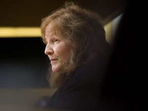 Gloria Keays, medical officer with Alberta Health Services, speaks to the media about the public alert to potential exposure to measles at the Edmonton International Airport, during a press conference at the University of Alberta Hospital, on Sunday Feb. 24, 2019.