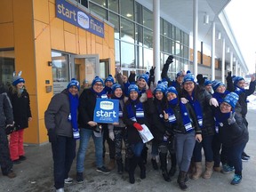 Participants of the Coldest Night of the Year Edmonton downtown walk prepare to embark on a 2- or 5-km walk. The event raised more than $118,000 for the city's Bissell Centre. (Photo by Dustin Cook)