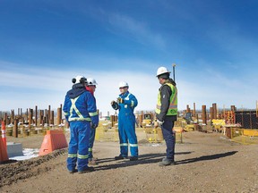 Inter Pipeline employees at the construction of the Heartland Petrochemical Complex.