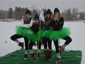 These booted ballerinas getting ready to tee-off at the 2018 Pigeon Lake ice golf tournament. The March 16 event this year sold out five weeks before it is due to start and help celebrate St. Patrick's Day.