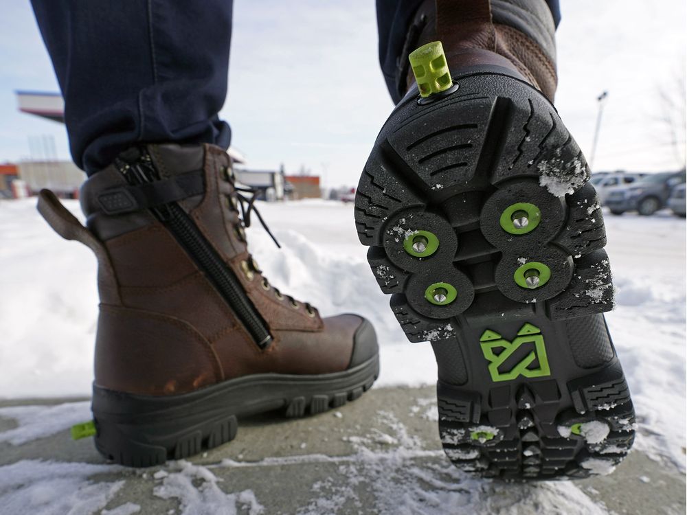 Boots with cheap retractable ice cleats