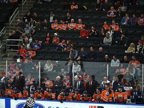Empty seats near the end of the game as the Edmonton Oilers go down 6-2 to the Chicago Blackhawks during NHL action at Rogers Place in Edmonton, February 5, 2019. Ed Kaiser/Postmedia