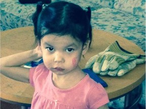 A photo of Serenity, the child at the centre of a case now before the Alberta court.