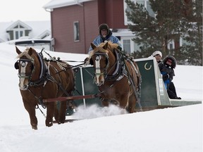 Lorne Patterson gives sleigh rides at Lake Summerside on Saturday, Feb. 16, 2019, in Edmonton.