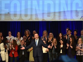 United Conservative Party Leader Jason Kenney speaking at the United Conservative Party's 2018 Annual General Meeting and founding convention in Red Deer, May 5, 2018.