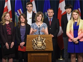 Minister Stephanie McLean announced a new webcast to encourage more women to run in Alberta's next municipal election during a newsier conference at the Legislature in Edmonton, June 19, 2017.