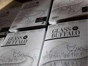 Copies of the magazine are seen during the Glass Buffalo Winter 2019 launch at Yellowhead Brewery on Wednesday, March 27.