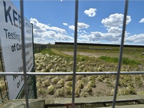 A photo from June 2018 shows fencing was put up around a contaminated parcel of land at the old Domtar wood treatment plant site, near 43 Street and Yellowhead Trail.