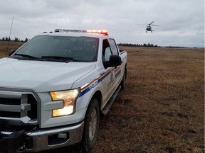 The UCP is unveiling policy Wednesday on fighting rural crime. The file photo shows members of Eastern Alberta Rural Crime Reduction Unit's arrested two men after a pursuit in northern Alberta near St. Paul.