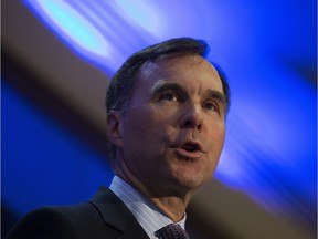 Federal Finance Minister Bill Morneau speaks about the 2019 Federal Budget to the Edmonton Chamber of Commerce, in Edmonton Wednesday March 27, 2019.