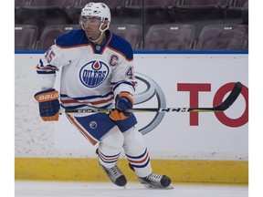 Edmonton Oilers Joe Gambardella during the NHL Young Stars Classic hockey action against the Calgary Flames at the South Okanagan Events Centre in Penticton, BC, September, 8, 2017.