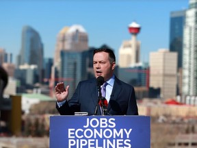 UCP leader Jason Kenney makes a campaign announcement on Scotsman's Hill in Calgary on Thursday March 21, 2019.