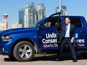 UCP Leader Jason Kenney arrives at a campaign announcement on Scotsman's Hill in Calgary on Thursday March 21, 2019.