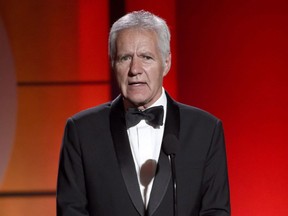 In this April 30, 2017, file photo, Alex Trebek speaks at the 44th annual Daytime Emmy Awards at the Pasadena Civic Center in Pasadena, Calif. Trebek has been diagnosed with stage 4 pancreatic cancer.