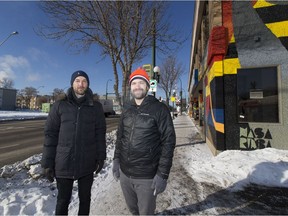 Dustin Martin and Michael Brown, two local planners who created several interesting maps of Edmonton illustrating how the development pattern is threatening Edmonton's financial sustainability and what to do about it. Photo taken Feb. 25, 2019, in Edmonton.