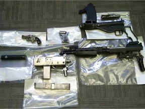 St. Albert RCMP seized these firearms Wednesday from a home on Sunset Boulevard. (Provided by RCMP)