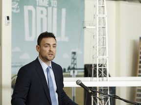Mark Scholz, President of the Canadian Association of Oilwell Drilling Contractors, speaks during a ceremony to mark the 70th anniversary of the Leduc #1 strike on Alberta Oil and Gas Celebration Day at Leduc No. 1 Discovery Centre in Devon on Monday, February 13, 2017. Ian Kucerak / Postmedia