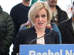 Alberta NDP Leader Rachel Notley speaks at a news conference at MacDonald Island Park in Fort McMurray, Alta., on Wednesday, March 27, 2019.