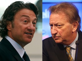 Edmonton Oilers owner Daryl Katz, left, and Ottawa Senators owner Eugene Melnyk.