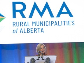 Premier Rachel Notley speaking at the Rural Municipalities of Alberta at the Shaw Conference Centre on November 20, 2018 in Edmonton.  Shaughn Butts / Postmedia