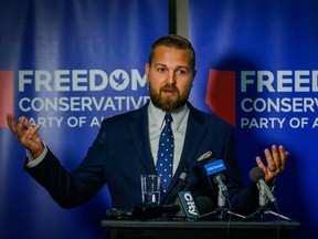 Derek Fildebrandt, leader of the Freedom Conservative Party and MLA for Strathmore-Brooks.