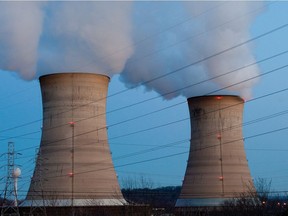 The Three Mile Island Nuclear Plant is seen in the early morning hours March 28, 2011 in Middletown, Pennsylvania.