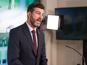 Mayor Don Iveson speaks at a news conference where the city responded to having terminated Thales Canada's contract to manage LRT signalling at city hall in Edmonton, on Tuesday, April 9, 2019.
