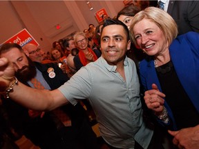 Alberta NDP Leader Rachel Notley poses for a selfie with supporters after speaking at a rally at Polish Hall in Edmonton on Sunday, April 14, 2019.