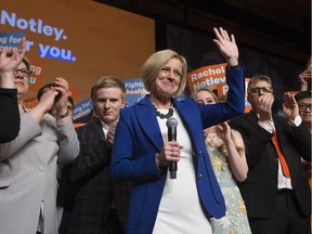 Alberta NDP Leader Rachel Notley gives her concession speech at the NDP election night event at the Edmonton Convention Centre on Tuesday, April 16, 2019.