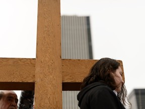 Hundreds of believers gathered in Edmonton's inner city on Good Friday for a walk focused on faith and the fight for a more just society.