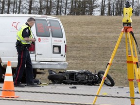 The Edmonton Police Service's major collision investigation section is at the northbound lanes of Anthony Henday Drive between 111 Avenue and Yellowhead Trail on Monday, April 22, 2019.