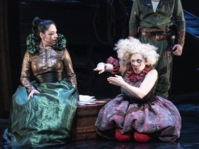 Queen Alonsa (Nadien Chu, left) appears alongside Trincula (Elizabeth Morris) in a new version of The Tempest.