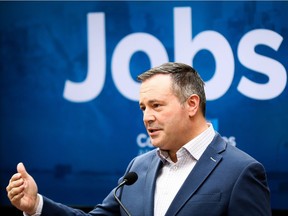 United Conservative Leader Jason Kenney on the campaign trail discussing the latest on Alberta jobs numbers released by Statistics Canada on Friday, April 5, 2019.