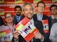 Alberta Liberal leader David Khan poses for a photo after unveiling his party's full platform in Calgary on Monday, April 8, 2019.