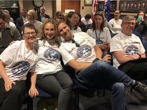 St. Gabriel parents and school supporters gather at an Edmonton Catholic school board meeting on Wednesday, April 17, 2019, where the board decided to close the Capilano-area elementary school.