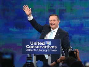 Jason Kenney greets supporters at the United Conservative Party 2019 election night headquarters in Calgary, AB on Tuesday, April 16, 2019.