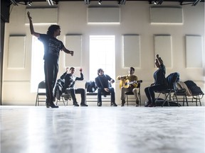 Pol Vaquero takes over the floor for a few minutes. Five Flamenco legends rehearse at the Sugar Swing Ballroom Edmonton on April 11, 2019. They are headlining the 3rd annual Edmonton Flamenco festival this weekend at the Winspear Centre.