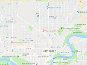 Google map of central Edmonton.