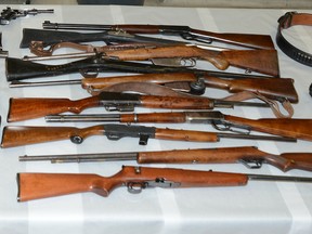 The Ottawa Police Service conducted search warrants on May 14th, 2015 on the 1-100 block of Jessica Private, Ottawa, 1700 block of Russell Road, Ottawa and 1-100 block of Zenith Road in Gatineau.   These search warrants were from a joint investigation with Guns and Gangs, Central District Break and Enters and Central District Investigations.  Assisting in the search warrants were the Tactical Unit, D.A.R.T. Unit and Forensic Identification Unit. 

On May 13th, 2015, Patrol Officers responded to a Break and Enter on the 1-100 block of Bittern Court in Ottawa.   Numerous guns were stolen from the residence.  The investigation led to two residences in Ottawa and one in Gatineau where search warrants were executed.  

Results of the three warrants were 27 firearms (24 rifles and 4 handguns) seized and other evidence in relation to the Break and Enter.