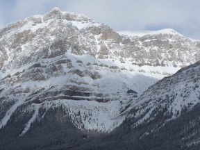 The Icefields Parkway is seen on the slopes of Mount Hector.