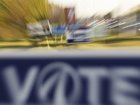 Election signs are seen on Castledowns Road south of 145 Avenue in Edmonton, Alberta. File photo.